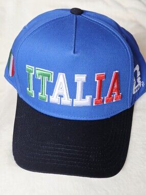 Official Fifa Italia Italy World Cup Soccer Hat Blue Black Embroidered Cap NWT
